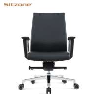 Modern custom office furniture middle back staff executive pu genuine leather chair