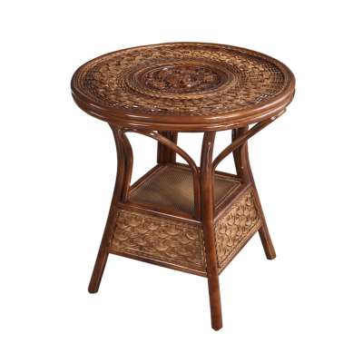 Wood Rattan Chinese Tea Coffee Table Wooden Side End Table Tea Poy Set Chair Living Room Furniture