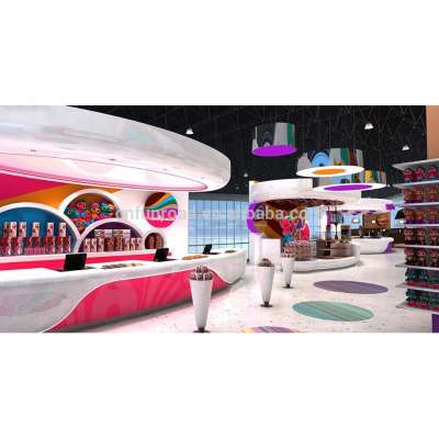 plush showcase toys and candy center kiosk interior 3D design