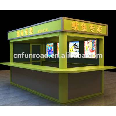 Yellow coffee and juice kiosk / retail food kiosk interior design/ice cream kiosk for sale